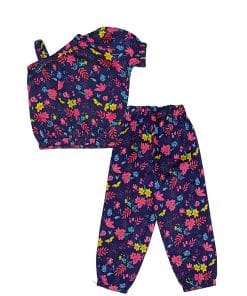 Cool-Colors-Cross-Shoulder-Style-Cotton-Top-&-Trouser-Navy-Blue