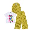 Flowers-Vase--Cotton-Sleeves-less-Coat-Tee-&-Plazzo-Lime-Light-Shocking-Yellow