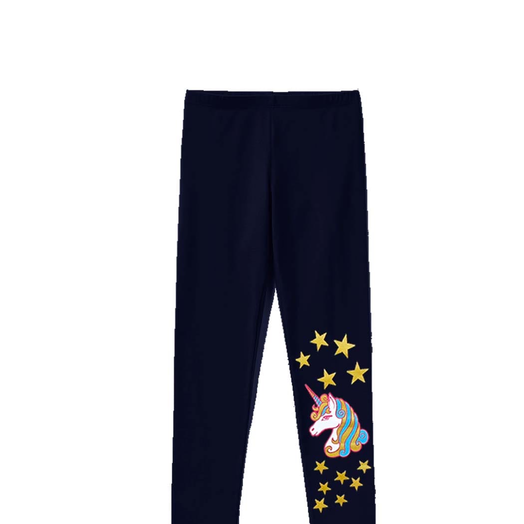 Golden Stars Unicorn Premium Lycra Tights For Girs - Black 1