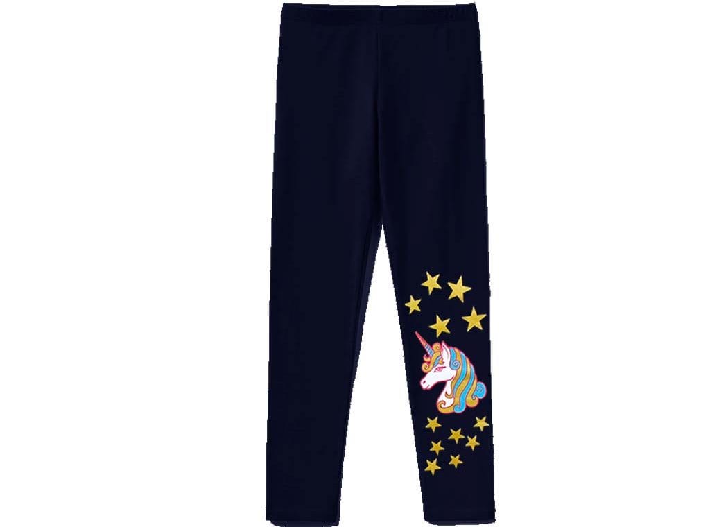 Golden Stars Unicorn Premium Lycra Tights For Girs - Black