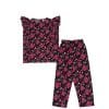 Pinkish-Flowers-Frill-Stylish-Cotton-Top-&-Trouser-Black