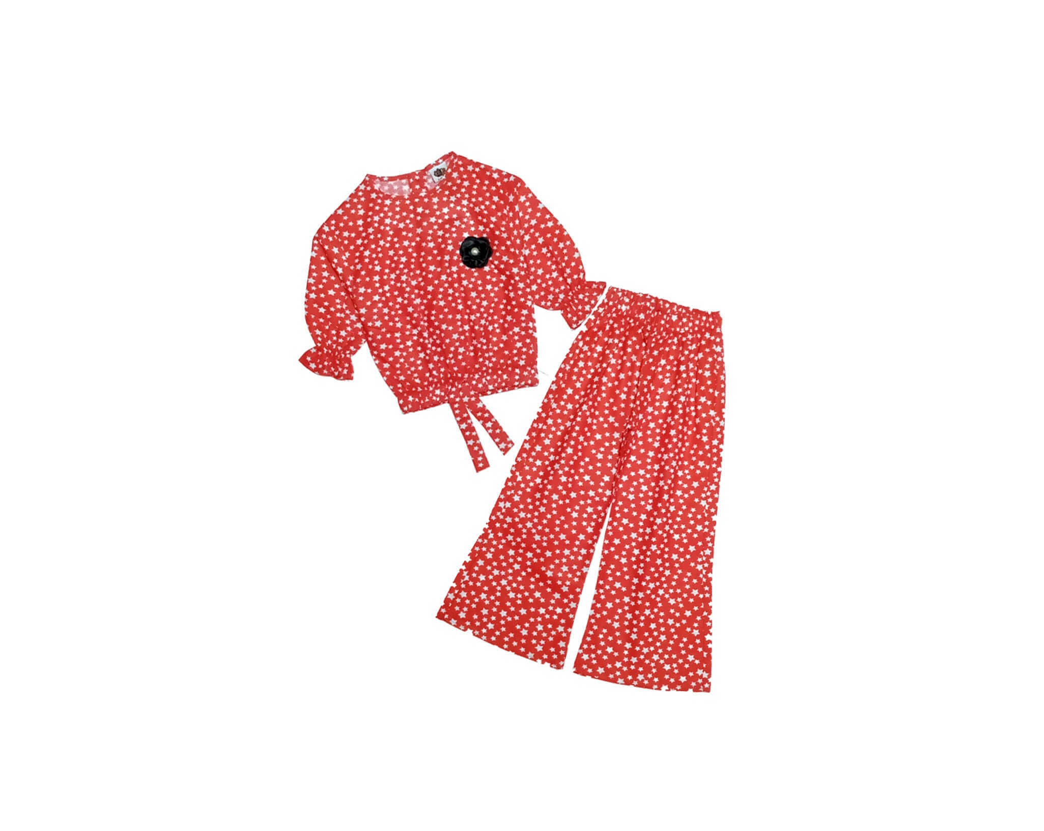 Shining-Stars-Cotton-Short-Top-&-Flare-Trouser-Red-1