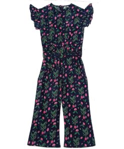 Sweet-Strawberry-Cotton-Frill-Sleeves-JumpSuit-Black