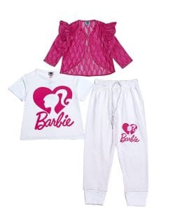 Barbie-3pc-Net-Frill-Top-Tee-&-Trouser-White-Shocking-Pink