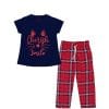 Cherish-Kitty-Smile-Tee-Shirt-Trendy-Checked-Trouser-Navy-&-Red