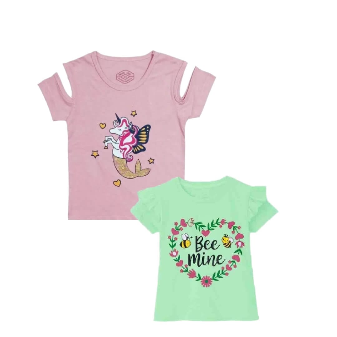 Fish-Unicorn-Sequence-Shoulder-Cutt-Tee-Shirt-Tea-Pink-Be-Mine-Floral-Heart-Frill-Sleeves-T-Shirt-Sea-Green