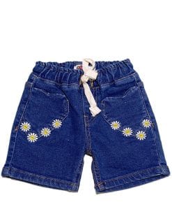 Heart-Pocket-Shape-Sunflowers-Denim-Shorts---Dark-Blue-