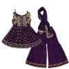 Leaf Festive Fancy Brochia Lawn Frock & Gharrara -Purple
