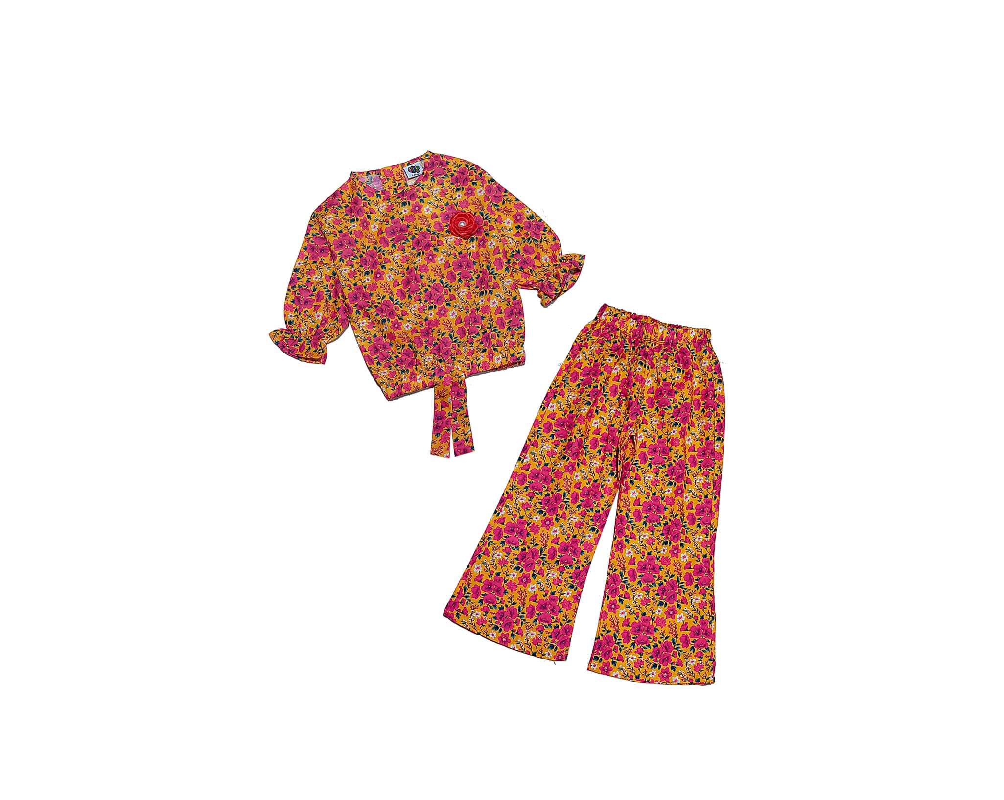 Summer-Garden-Cotton-Short-Top-&-Flare-Trouser---Mustard (1)