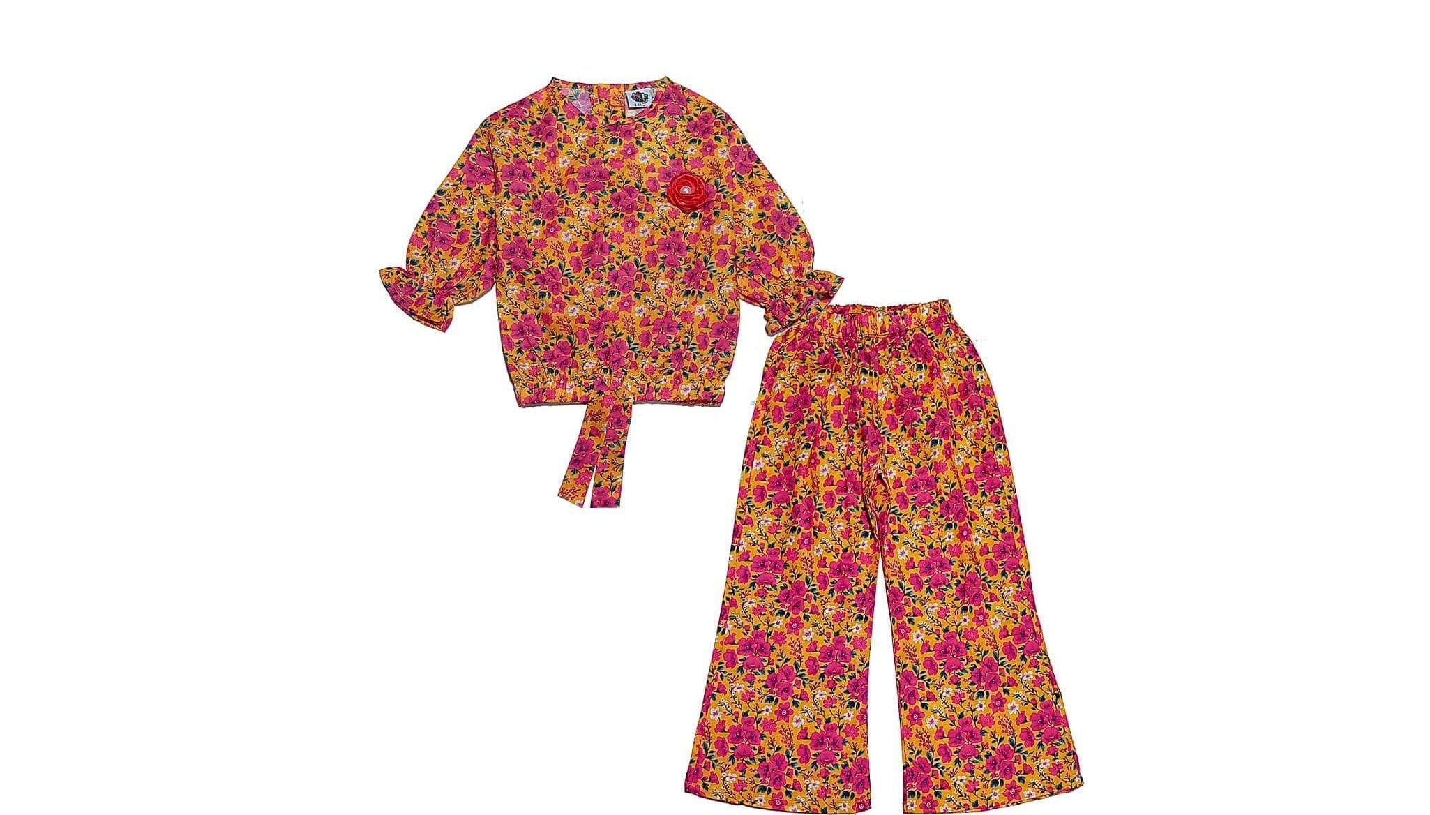 Summer-Garden-Cotton-Short-Top-&-Flare-Trouser---Mustard (1)