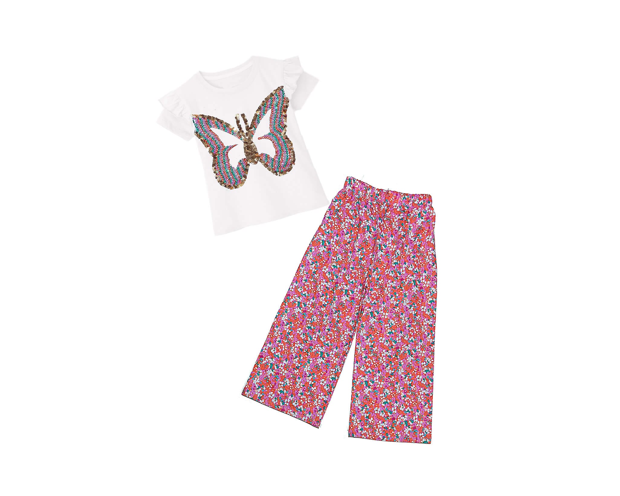 White-Pearls-&-Sequin-Butterfly-Tee-Shirt-&-Plazzo---White-&-Pink
