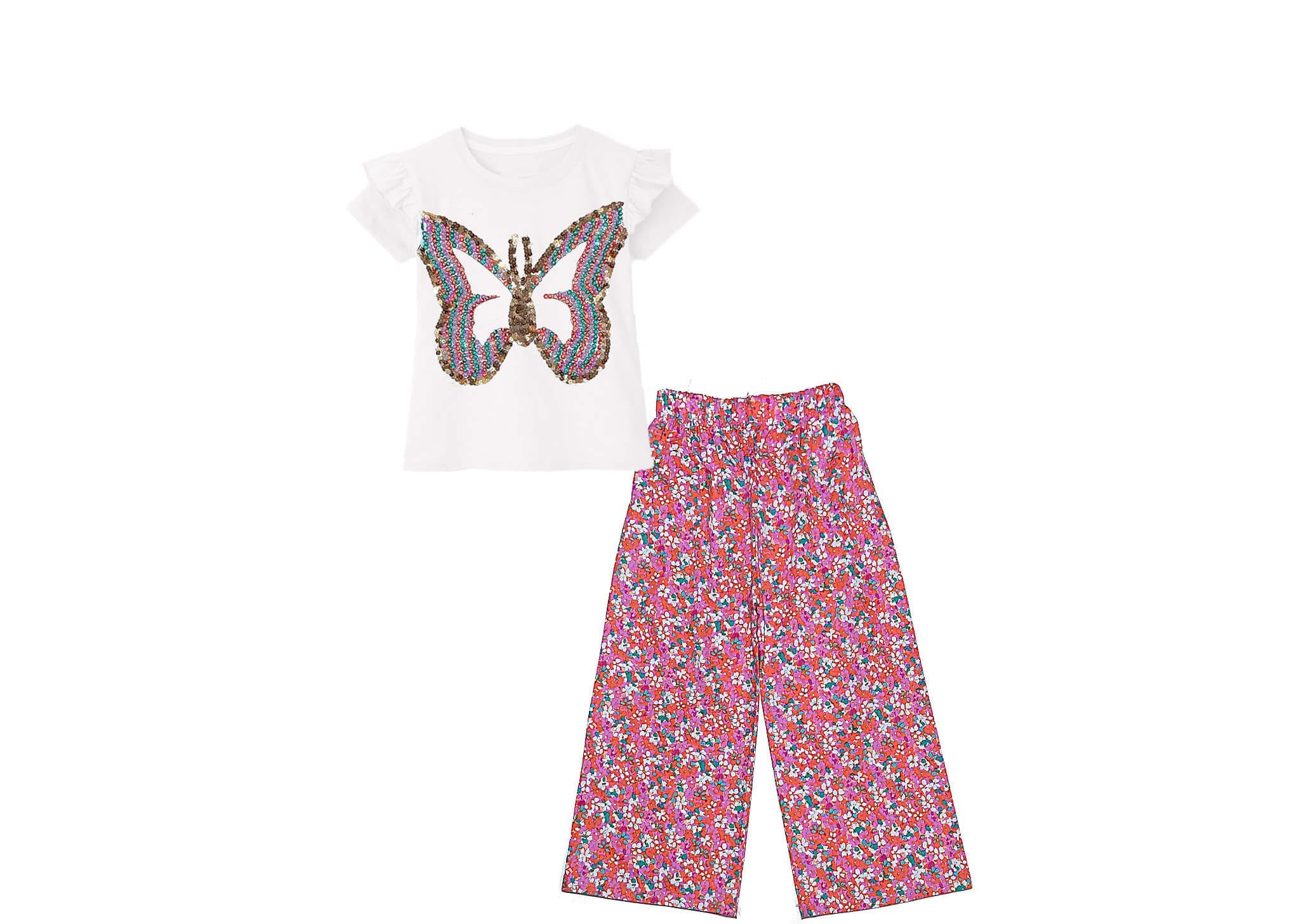 White-Pearls-&-Sequin-Butterfly-Tee-Shirt-&-Plazzo---White-&-Pink