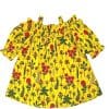 Flowers-Garden-Puff-Sleeves-Frill-Neck-Style-Short-Cotton-Frock---Yellow