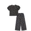 Tulip-Flowers-Short-Puff-Sleeves-Lawn-Fabric-Top-&-Flare-Trouser-Black