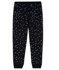 White-Mini-Hearts-Shower-Fleece-Trouser---Black