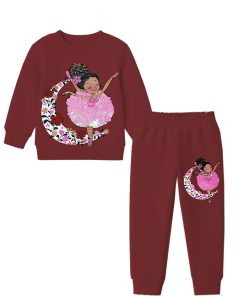 Fairy Sequins Frock Fleece Tracksuit - Maroon