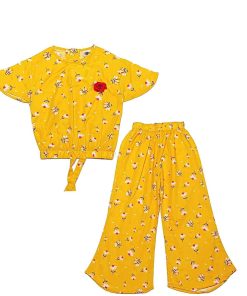 Jasmine Floral Cotton Catfish Top & Trouser - Yellow
