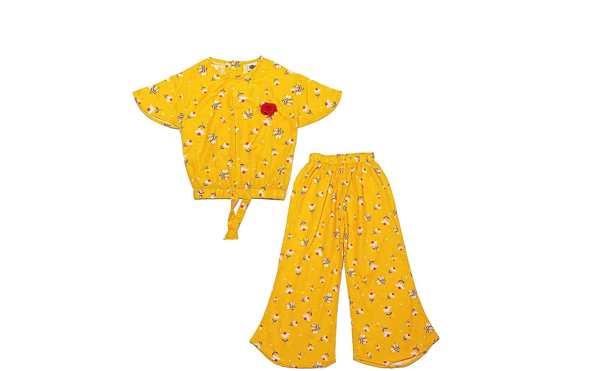 Jasmine Floral Cotton Catfish Top & Trouser - Yellow