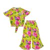 Multicoloured Floral Cotton CatFish Top & Trouser - Lime Green