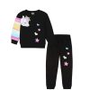 Rainbow Shining Unicorn Fleece Tracksuit - Black