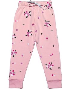 Winter Florals Fleece Trouser - peach