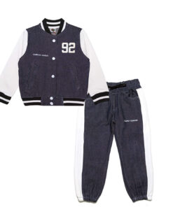 Campus League 92 Denim Base Ball Tracksuit Fleece Sleeves - Charcoal & White