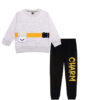 Charm Smile Pocket Fleece Tracksuit - Heather Grey & Black