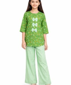 Mustard Floral Pleatts Top With Flapper Trouser
