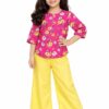 Tropical Yellow White Flowers Pleatts Cotton Top
