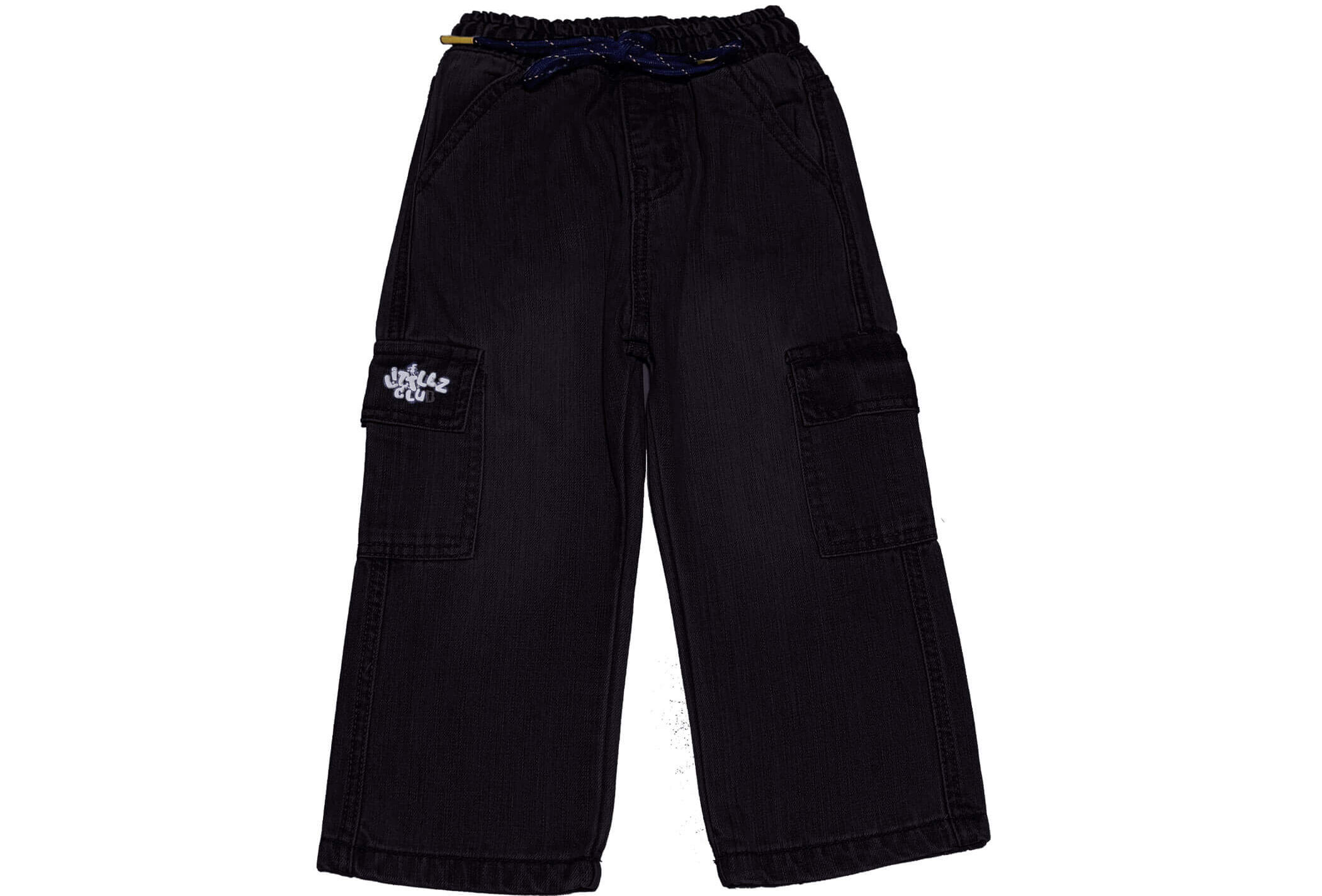 Littlez Club Flap Pockets Denim Baggy Pant - Black