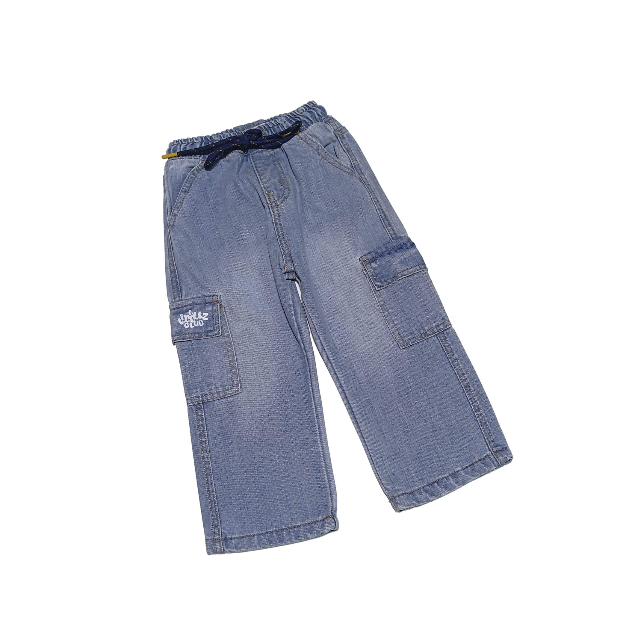 Littlez Club Flap Pockets Denim Baggy Pant - Sky Blue