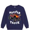 Monster Loaded Truck Fleece Sweatshirt- Navy Blue