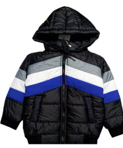 Sporty Look Pennal Boys & Girls Puffer Jacket - Black