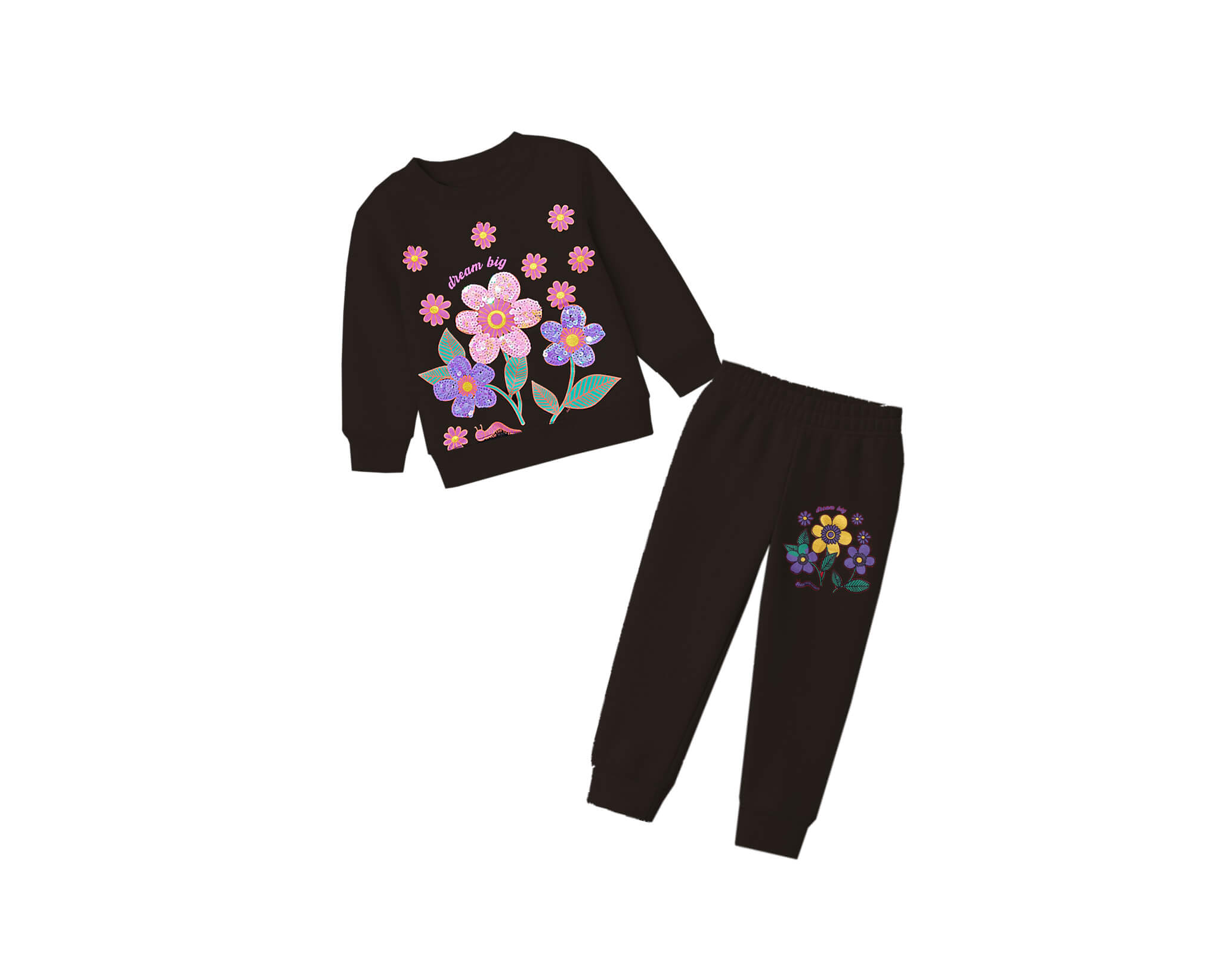 Dream-Big-Sunflowers-Fleece-Tracksuit-Black-