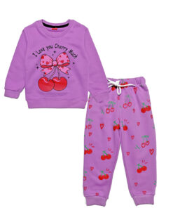 I love Cherry Fleece Tracksuit - Maganta