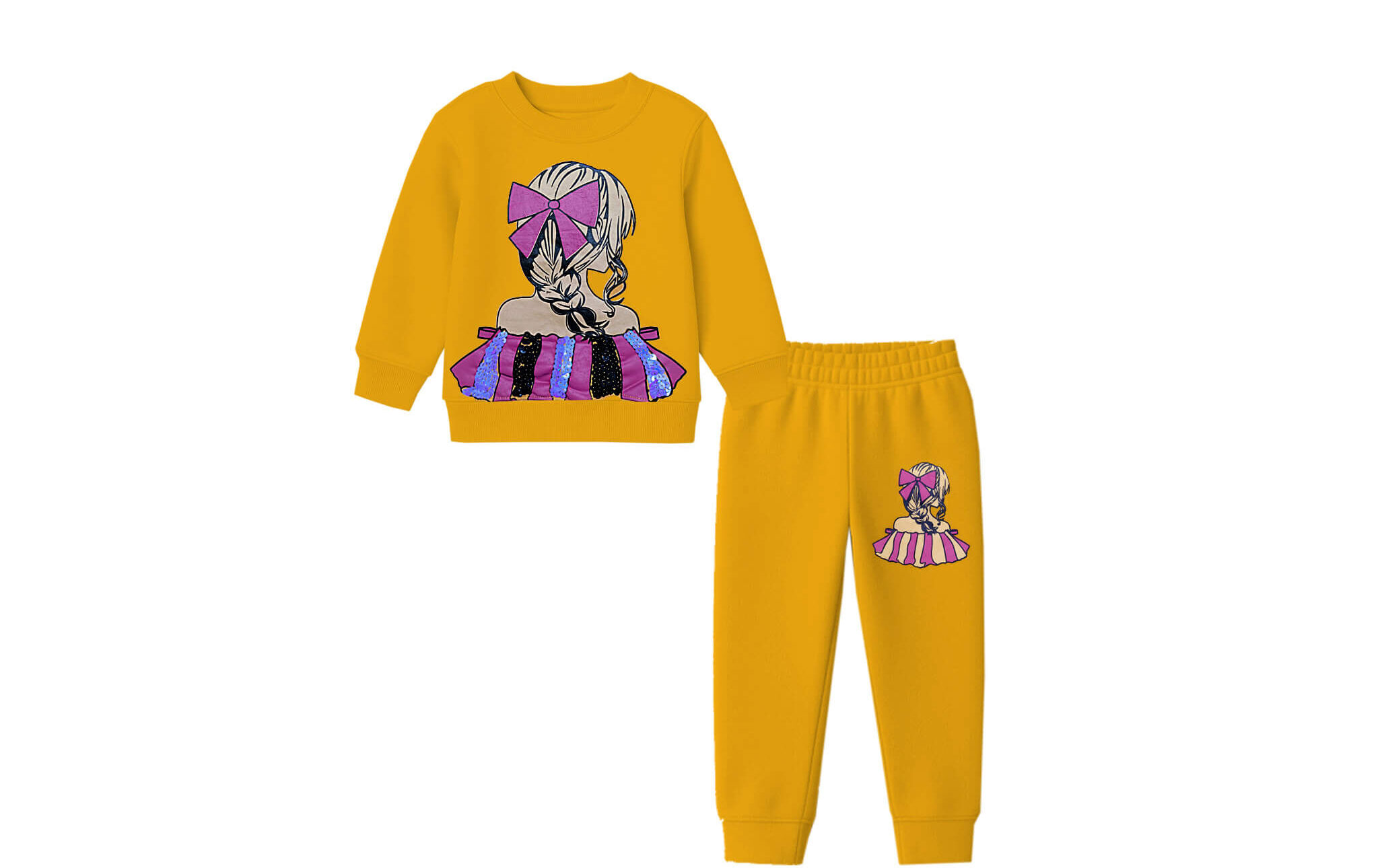 Layers-Sequins-Frock-Doll-Fleece-Tracksuit---Mustard