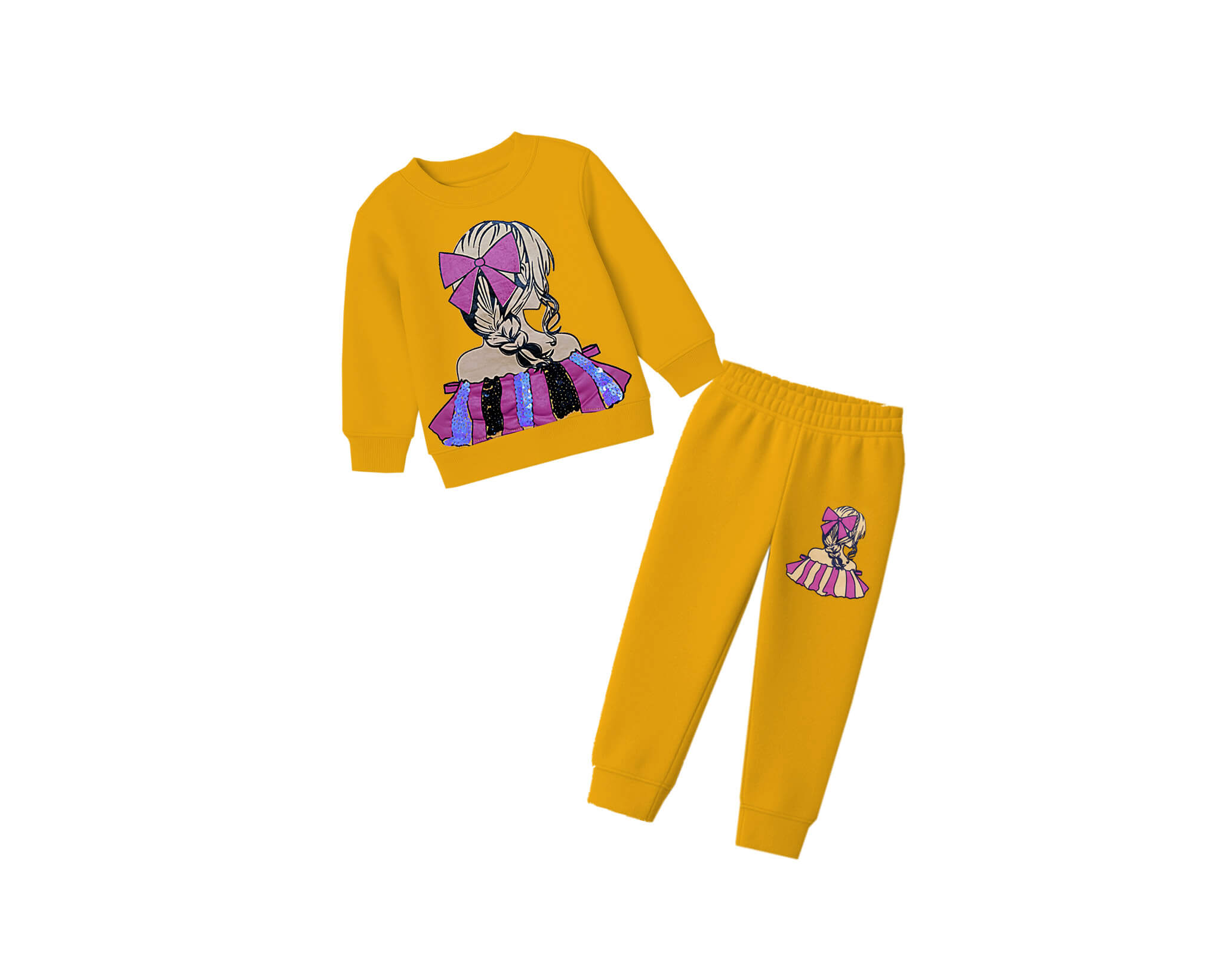 Layers-Sequins-Frock-Doll-Fleece-Tracksuit---Mustard