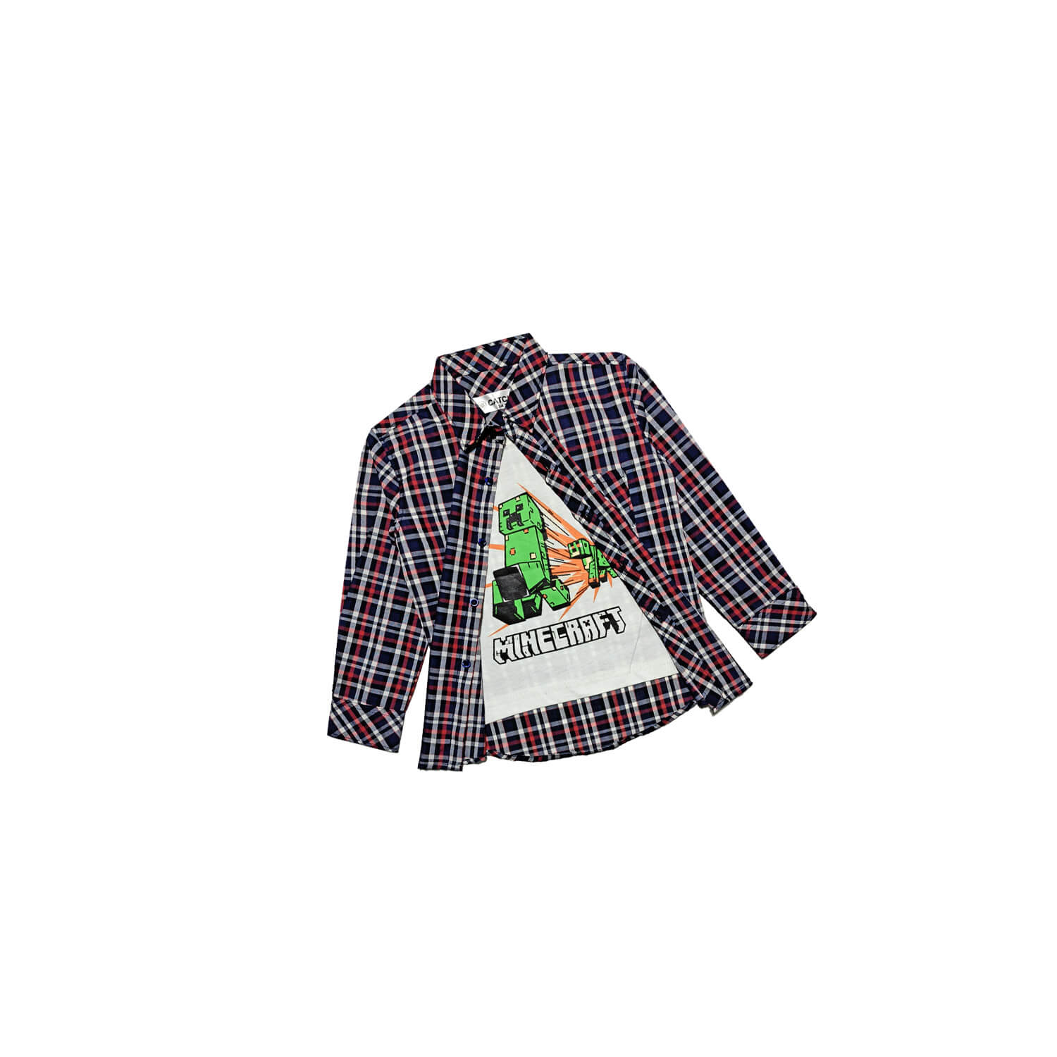MiniCraft-Checked-Twofer-Casual-Shirt---White-&-Blue