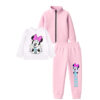 Minnie Just Enjoy Fleece Mock Neck Zipper 3pcs Tracksuit -Baby Pink