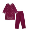 Solid Embroidery Khaddar 2pc suit - Maroon