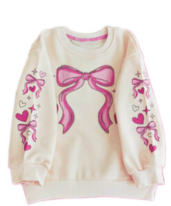 LC-281125-Pink Lovely Bow Bow Fleece Sweatshirt -Skin