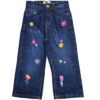 Glowing Flowers Loose Fit Denim Pant - Dark Blue