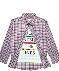 Out Side Checked Twofer Cotton Casual Shirt - Light Pink