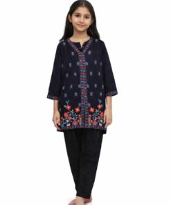 Blooming Flowers Bundle Khaddar Suit – Black
