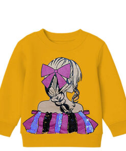 Layers Sequins Frock Doll Fleece Sweatshirt-Mustard