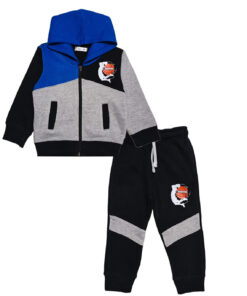 Basket ball Fleece Pennal Hoodie Tracksuit - Heather Grey & Black