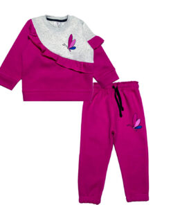 Little-One-Butterfly-Frill-Style-Loose-Fit-Tracksuit---Shocking-Pink