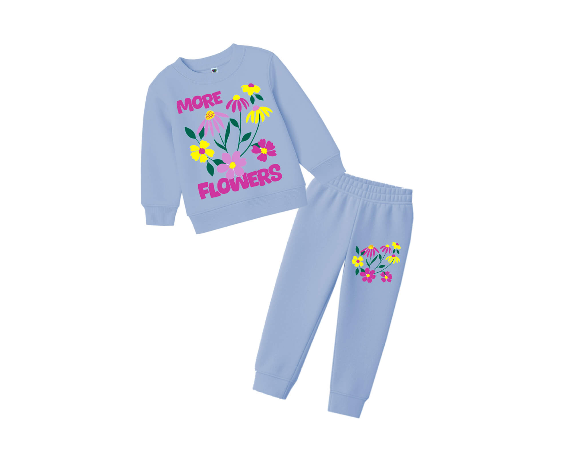 More Flowers Fleece Tracksuit - Sky Blue 1