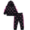 Pink-Bows-Zipper-Hoodie-Tracksuit---Black