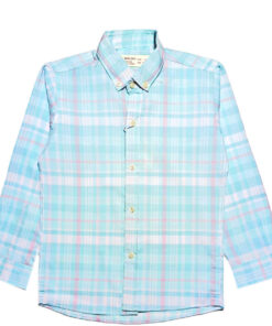 Requler Fit Checked Casual Shirt - Aqua